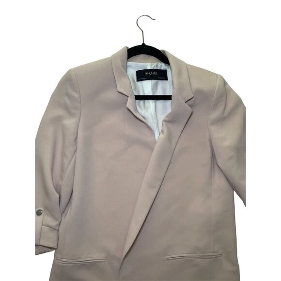 Zara Women's Beige Blazer Medium Tailored Mid-Length Jacket - Picture 8 of 16